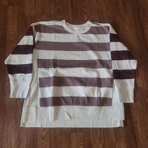 Maurices Cream, Mauve And Brown Striped Sweatshirt